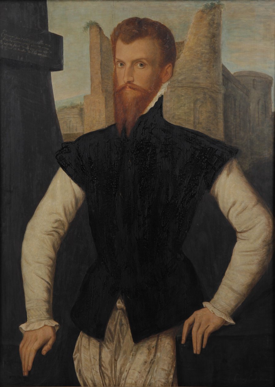 Portret hrabiego Devon, długości trzech czwartych, stojącego przed ruinami autorstwa Unbekannt Unbekannt