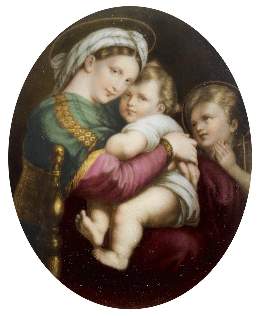 Medalion porcelanowy wzorowany na Madonna della sedia autorstwa Raphaela autorstwa Unbekannt Unbekannt