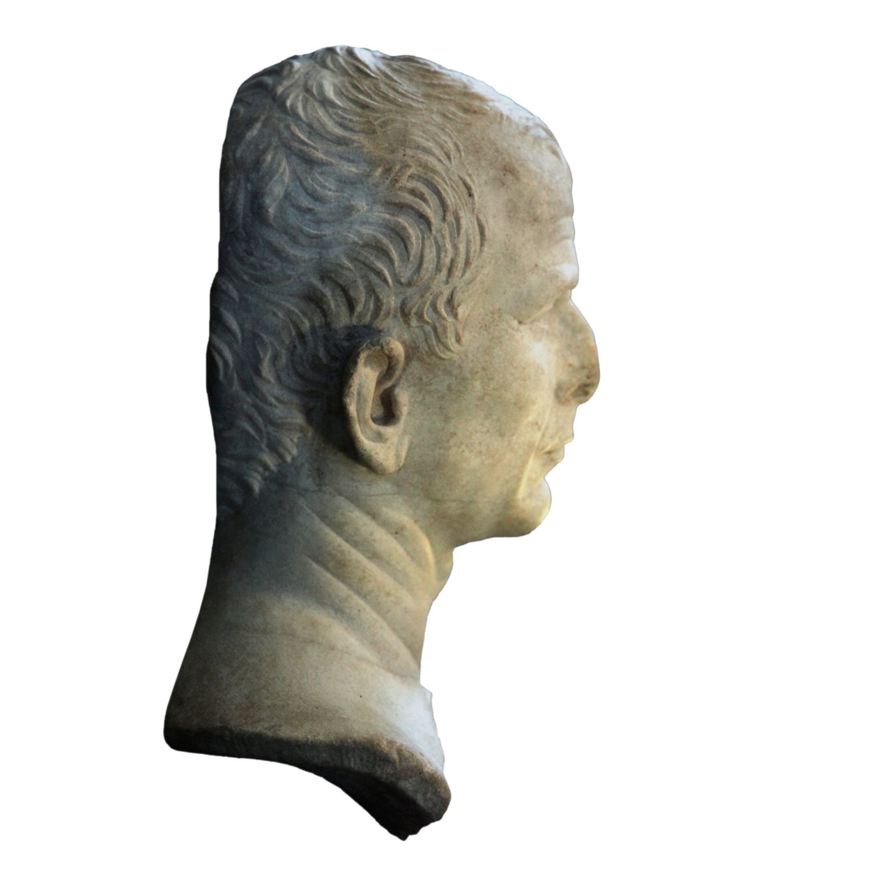 Domniemane popiersie Cezara (RHO.2007.05.1939) sfotografowane w Genewie podczas wystawy czasowej César et le Rhône autorstwa Unbekannt Unbekannt