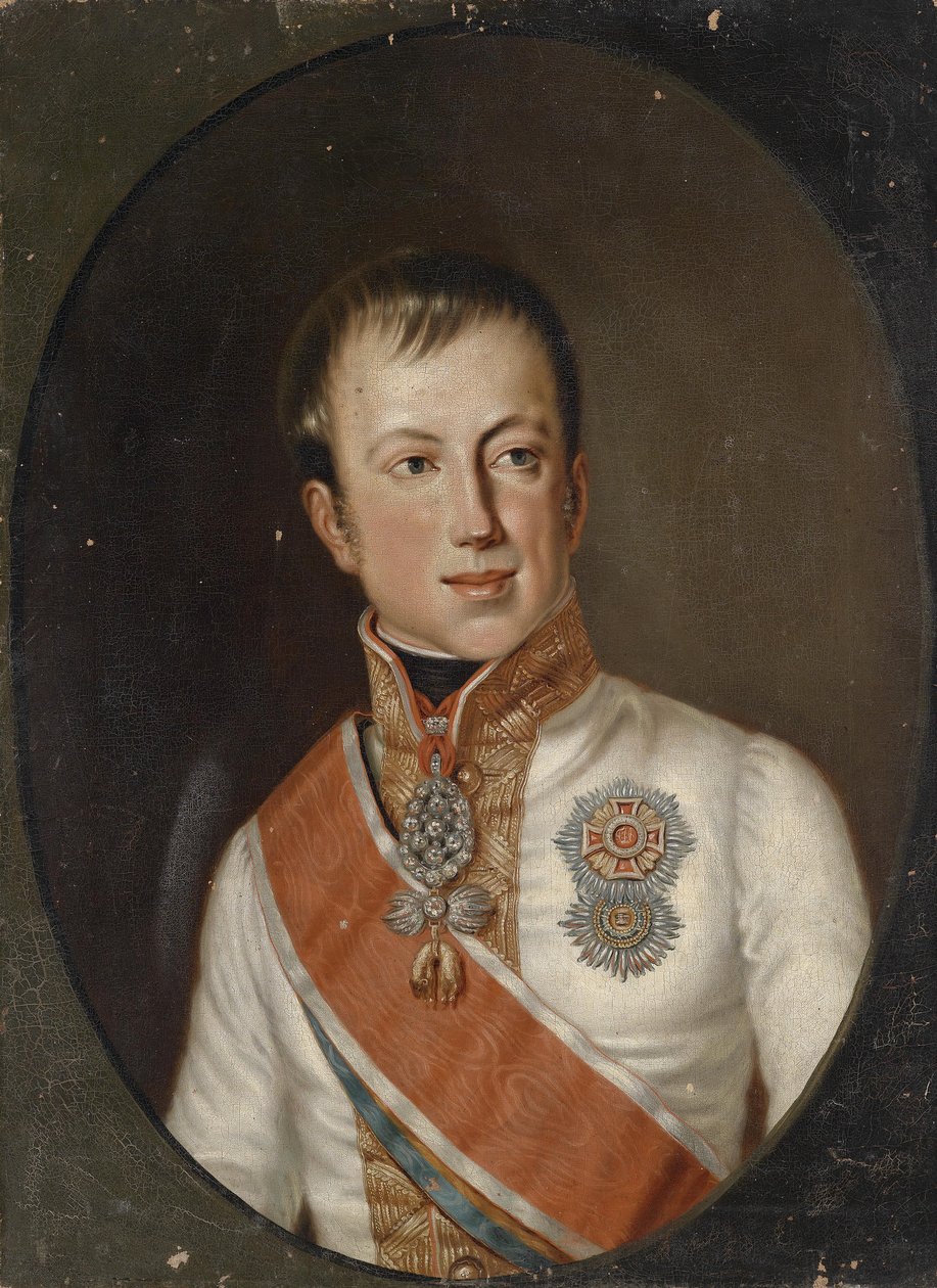 Portret cesarza Ferdynanda I austriackiego w mundurze z medalami autorstwa Unbekannt Unbekannt