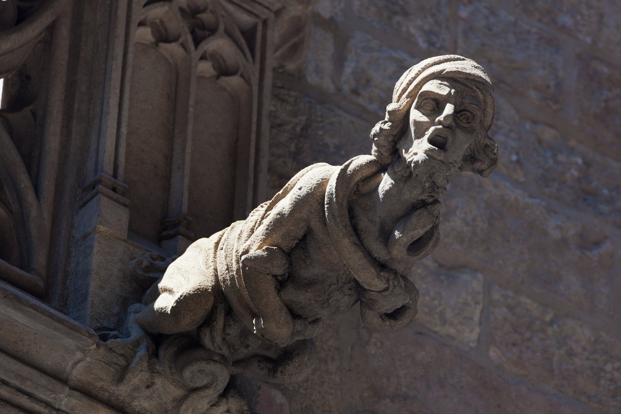 Barcelona, Hiszpania. Gargulec na budynku w Dzielnicy Gotyckiej. autorstwa Unbekannt Unbekannt