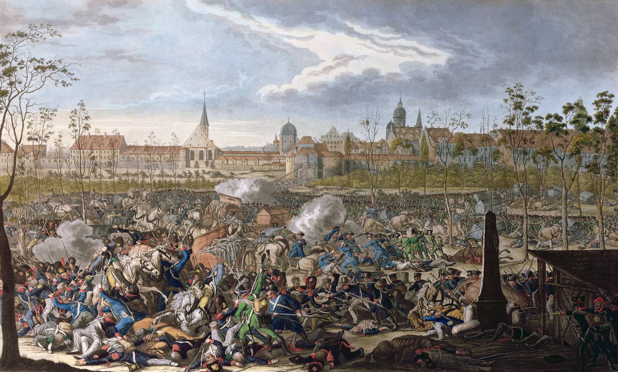 Bitwa pod Lipskiem, 19 października 1813 (kolorowe grawerowanie) autorstwa Unbekannt Unbekannt