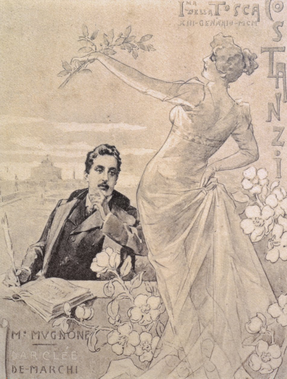 Pocztówka pamiątkowa z prawykonania opery „Tosca” Giacomo Pucciniego (1858-1924) 1900 autorstwa Unbekannt Unbekannt