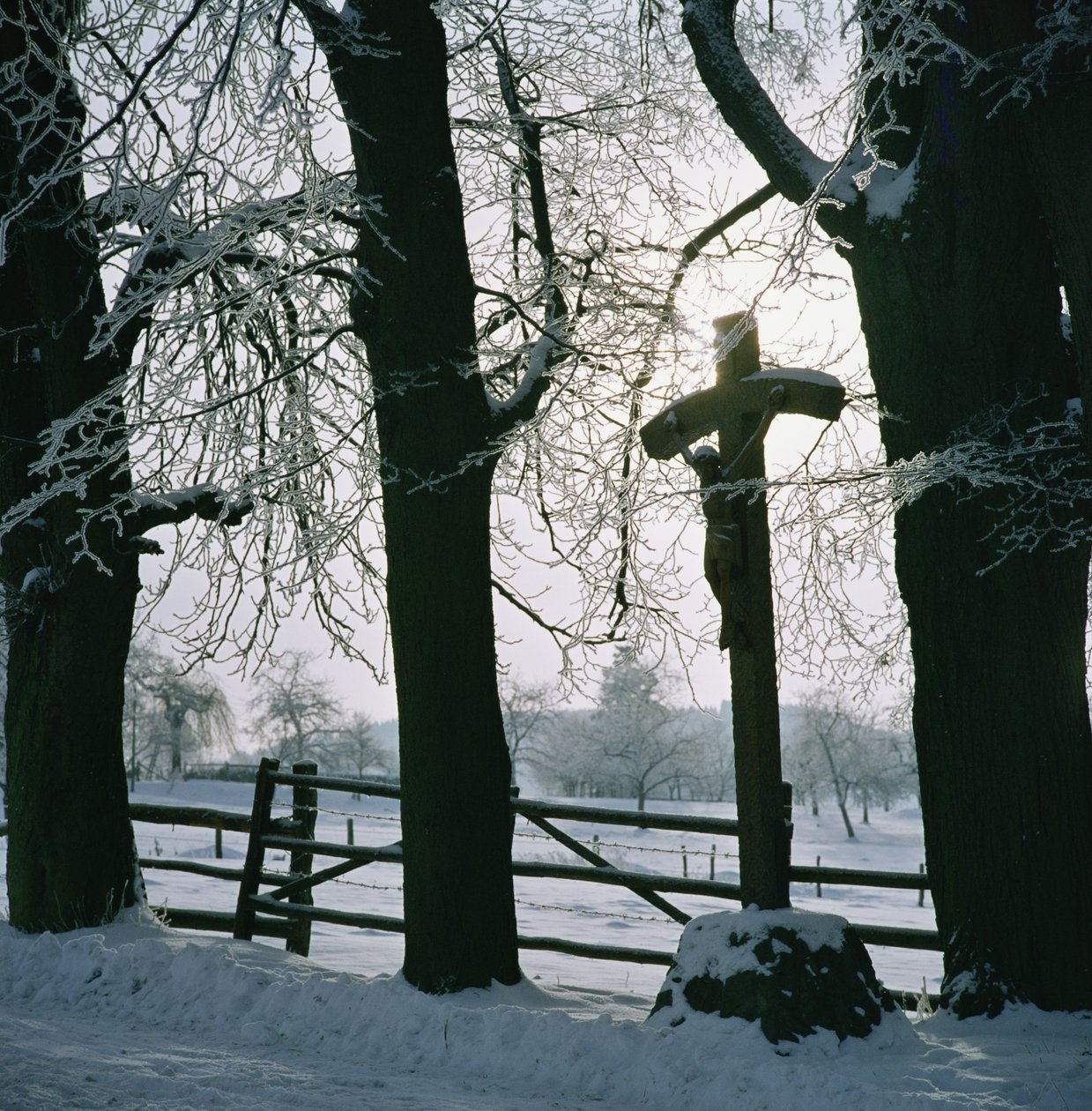 Krzyż na śniegu w pobliżu Winterberg, Niemcy autorstwa Unbekannt Unbekannt