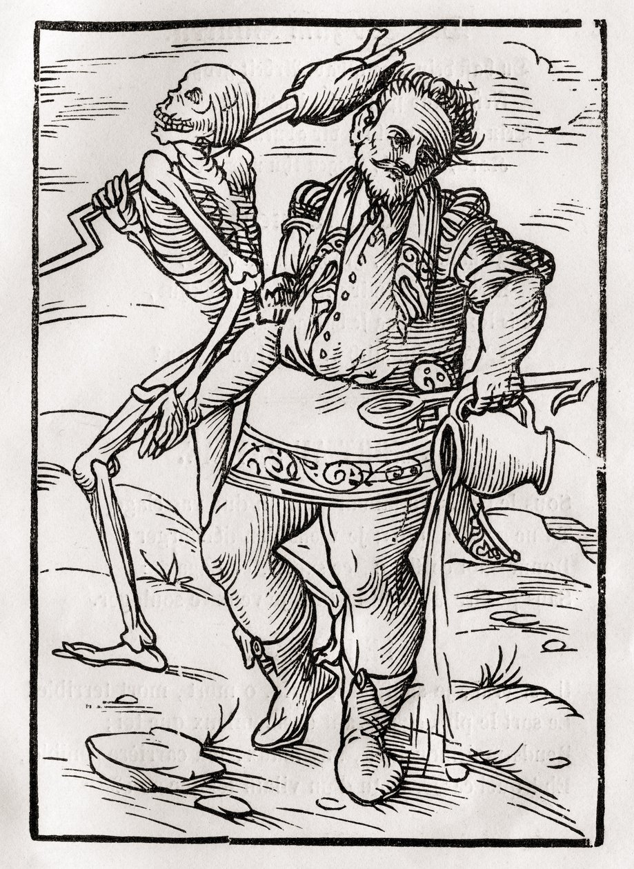 Śmierć przychodzi po kucharza, z „Der Todten Tanz”, opublikowanej w Bazylei, 1843 r. autorstwa Unbekannt Unbekannt