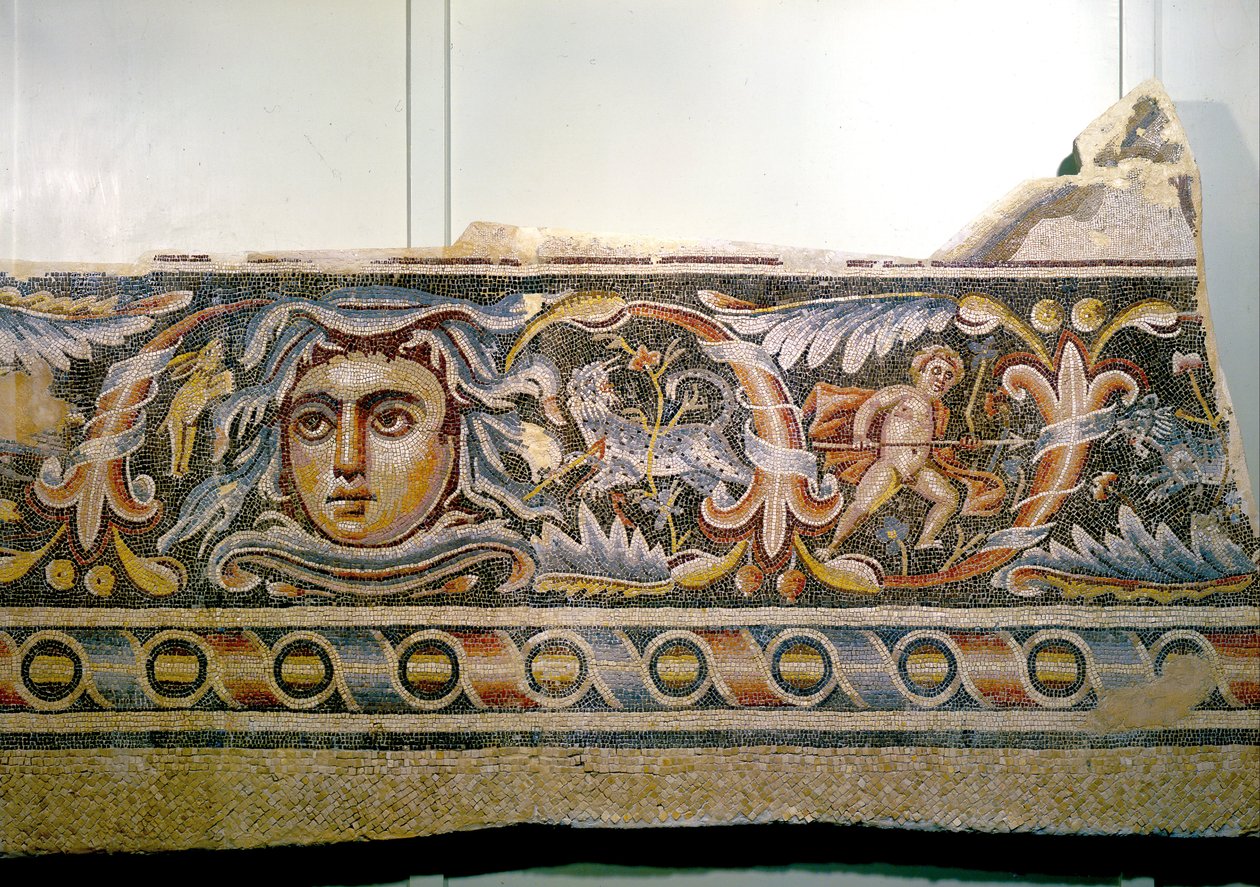 Fragment mozaikowej podłogi z triclinium (jadalnia) rzymskiej willi autorstwa Unbekannt Unbekannt