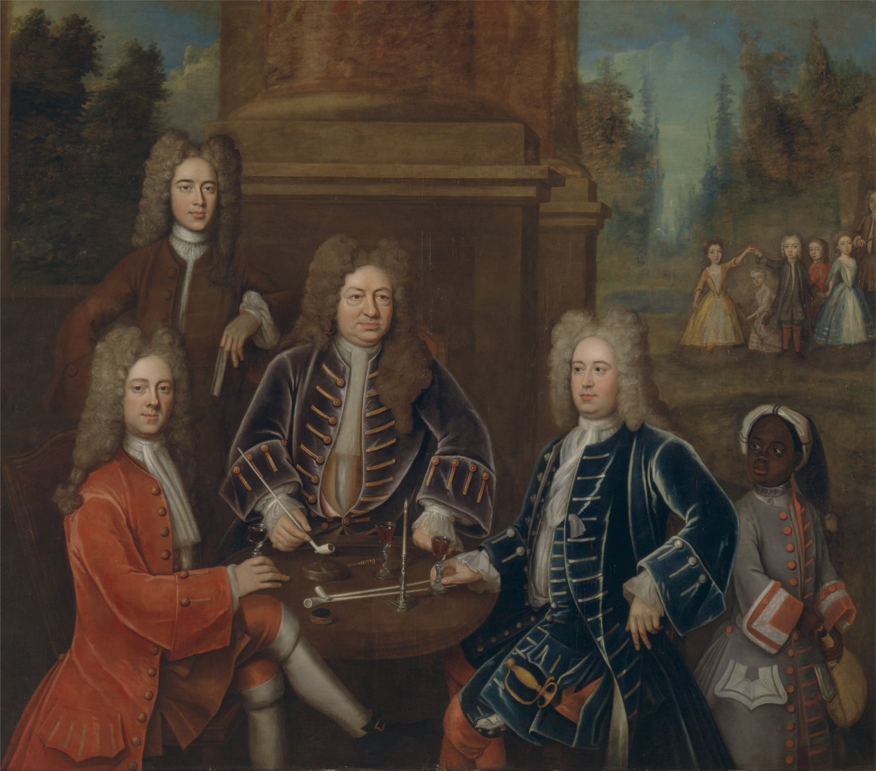 Elihu Yale, 2. książę Devonshire, lord James Cavendish, pan Tunstal i paź autorstwa Unbekannt Unbekannt