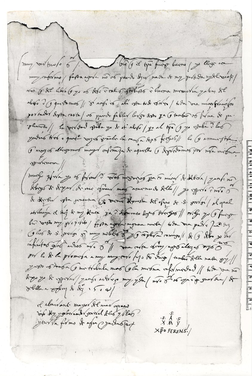 Fragment listu napisanego przez Krzysztofa Kolumba (1451-1506) autorstwa Unbekannt Unbekannt