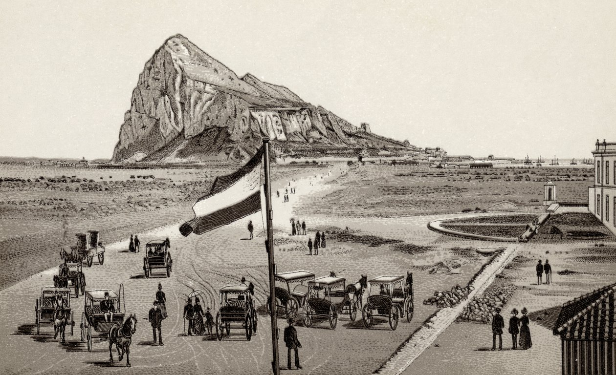Gibraltar z linii hiszpańskiej, z „Widoków Gibraltaru”, wydanej przez Freyone, c.1890 autorstwa Unbekannt Unbekannt