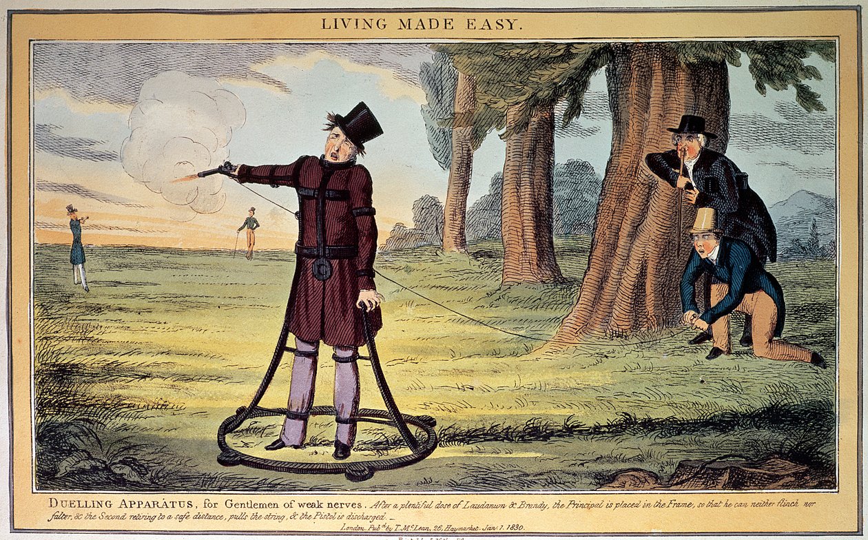 Living Made Easy; aparat do pojedynków dla panów o słabych nerwach, wydany przez J. Netherclifta i opublikowany przez T. McLeana, 1830 (druk) autorstwa Unbekannt Unbekannt