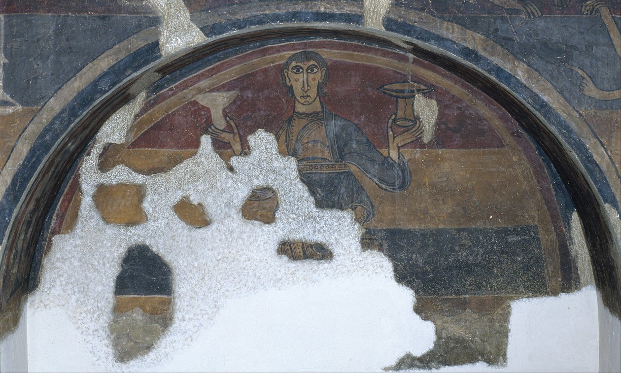 Mężczyzna z dwoma filiżankami z Santa Maria de Taüll autorstwa Unbekannt Unbekannt