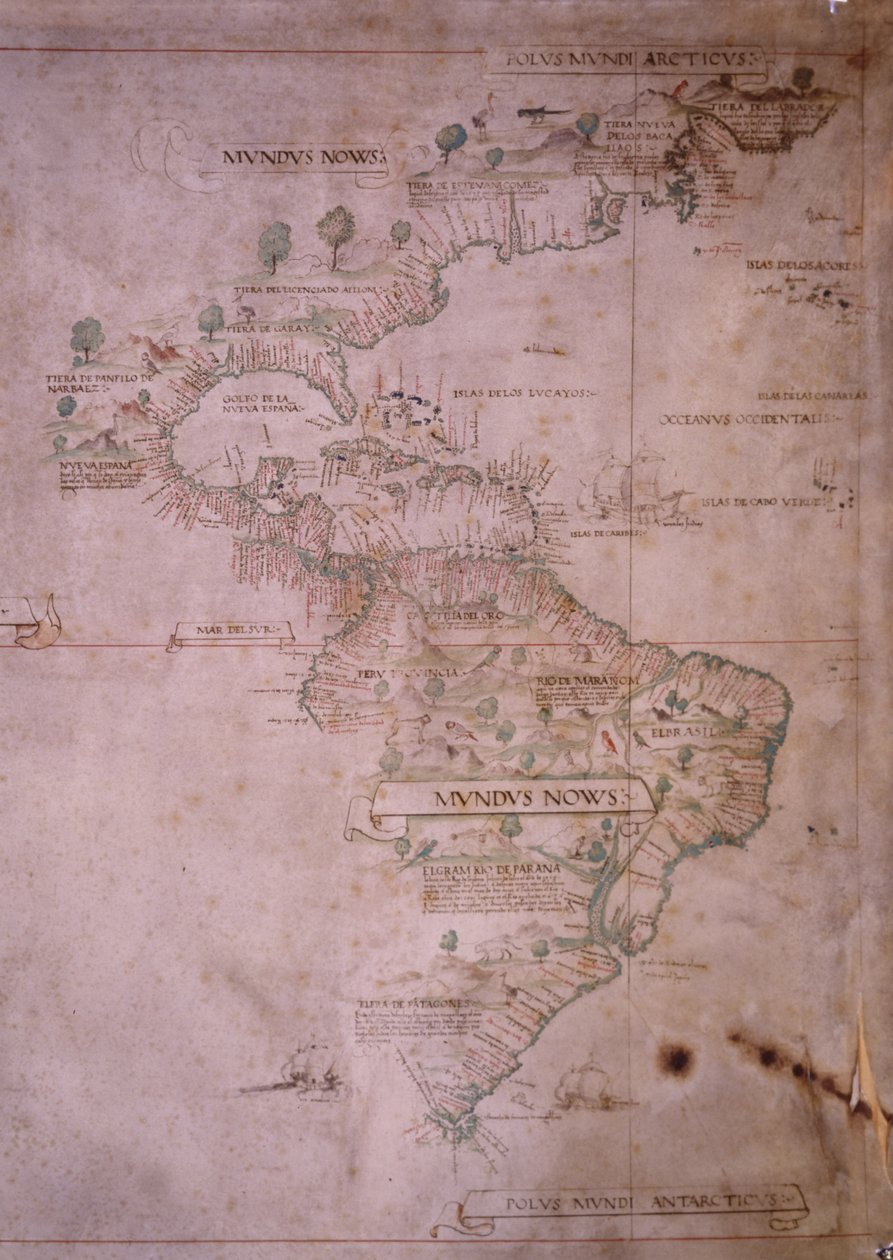 Mapa Nowego Świata, ok.1532 autorstwa Unbekannt Unbekannt