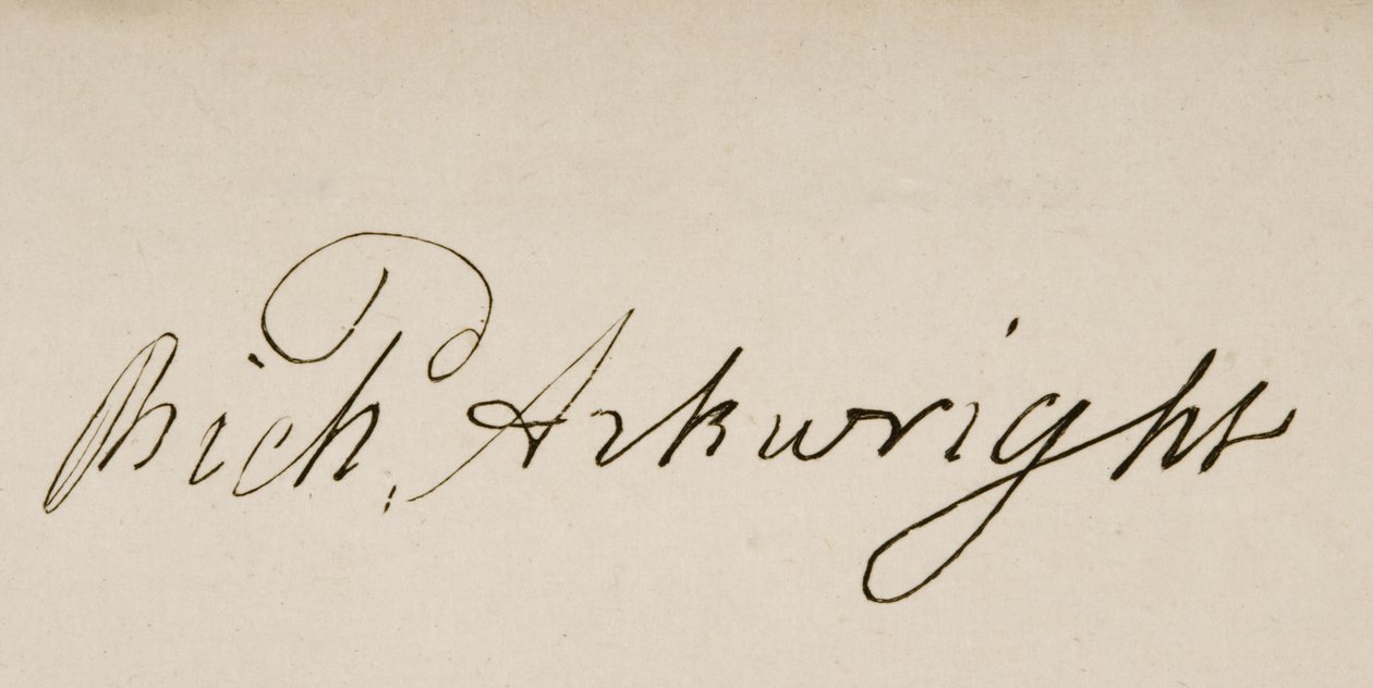 Podpis Sir Richarda Arkwrighta (1732-93) autorstwa Unbekannt Unbekannt