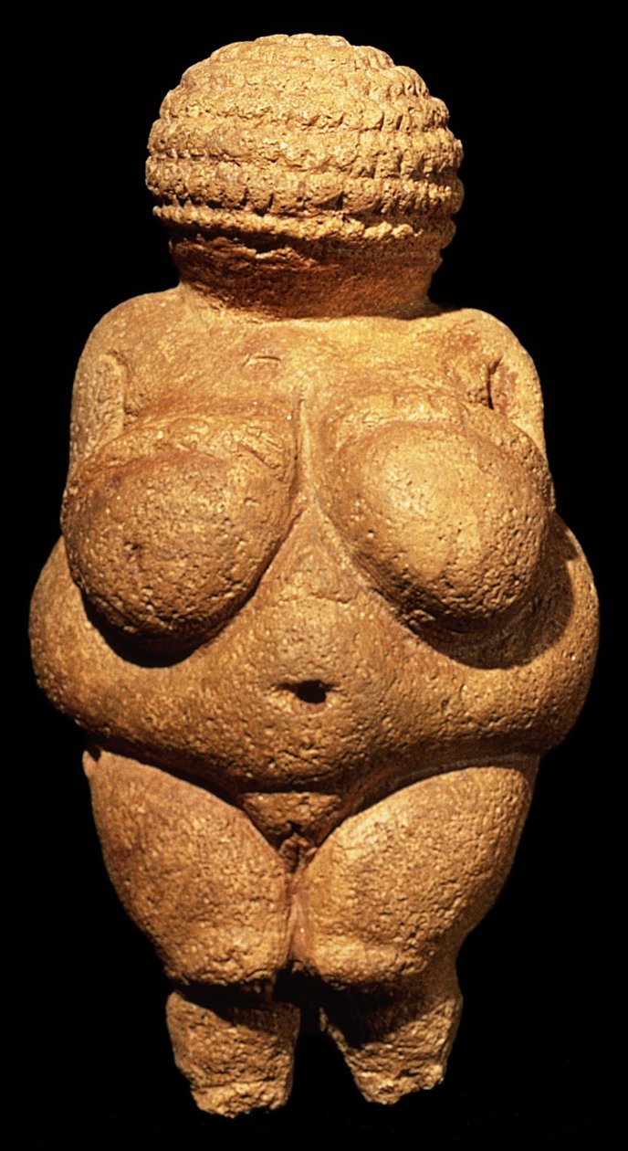 Wenus z Willendorfu, symbol płodności, rzeźba prehistoryczna, 30000-25000 pne (widok z przodu) autorstwa Unbekannt Unbekannt