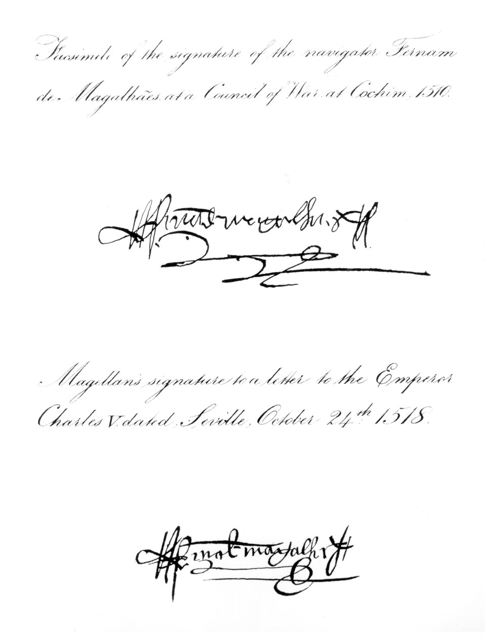 Dwa przykłady podpisu Ferdynanda Magellana (ok. 1480-1521), z lat 1510 i 1518 autorstwa Unbekannt Unbekannt