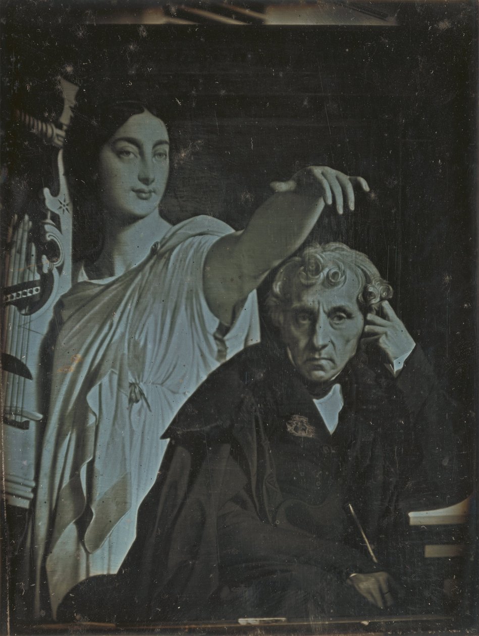 Nieznany twórca, francuski - (obraz Ingres Marii Luigi Carlo Zenobio Salvatore Cherubiniego i jego muzy) autorstwa Unbekannt Unbekannt