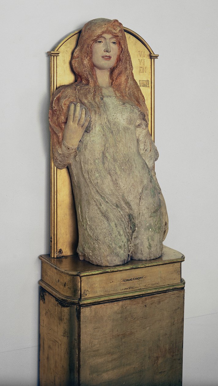 Vivien, z Alfreda, „Idylls of the King” Lorda Tennysona, autorstwa Fernanda Khnopffa (1858-1921), 1896 (tynk polichromatyczny) autorstwa Unbekannt Unbekannt