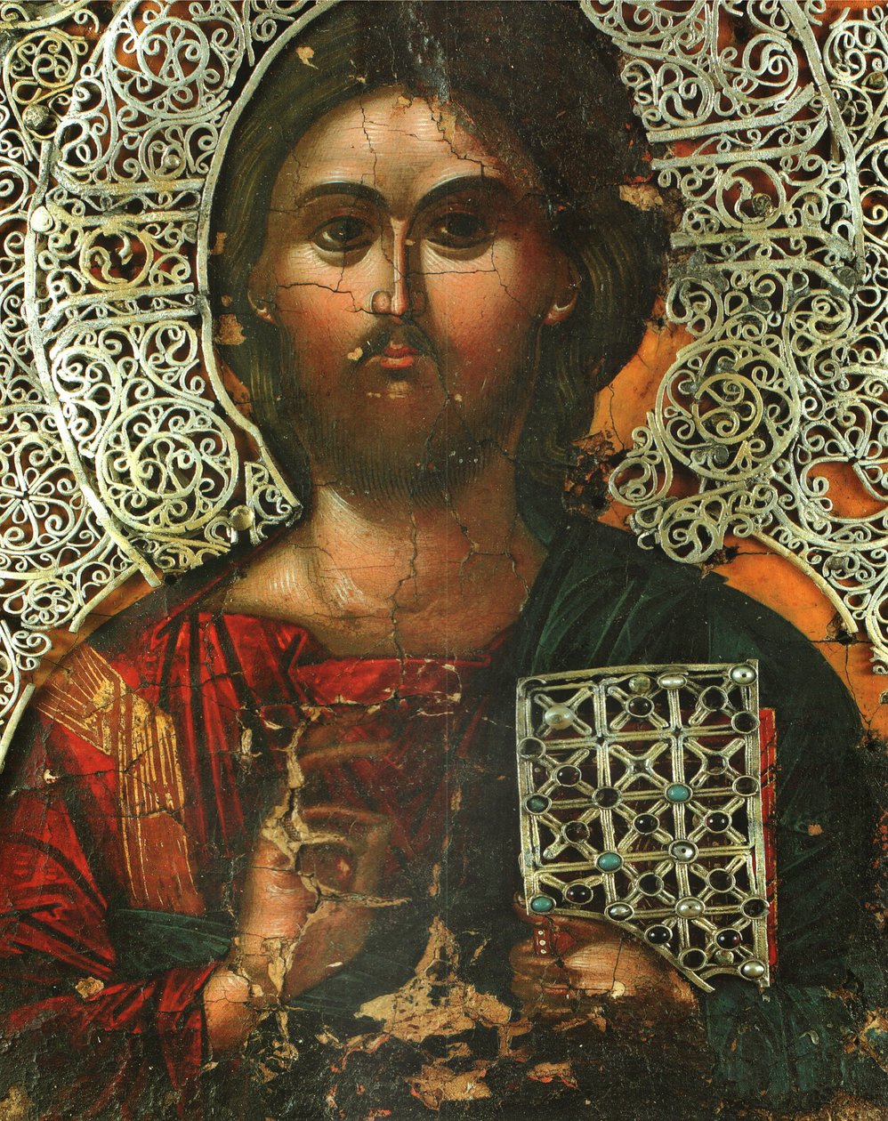 Pantokrator (część dyptyku Vatopedi, znanego jako zabawki cesarzowej Teodory) autorstwa Unbekannt