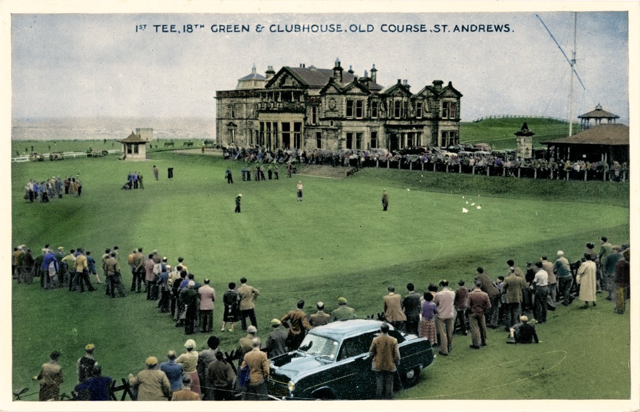 1. Tee, 18. Green & Clubhouse, Old Course, St. Andrews, c1955 autorstwa Unbekannt