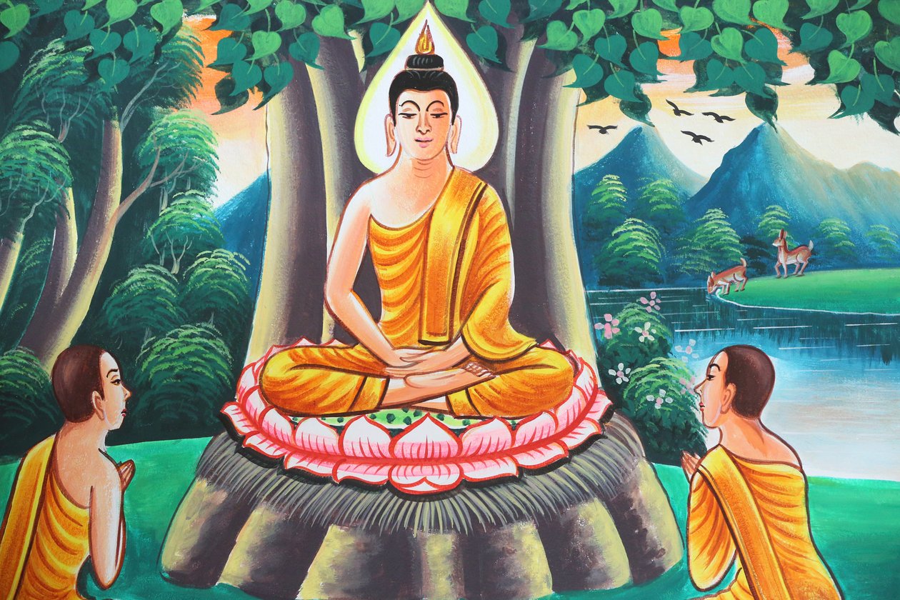 20151103, Kasi, Laos : Obraz przedstawiający historię życia Buddy Siakjamuniego autorstwa Unbekannt
