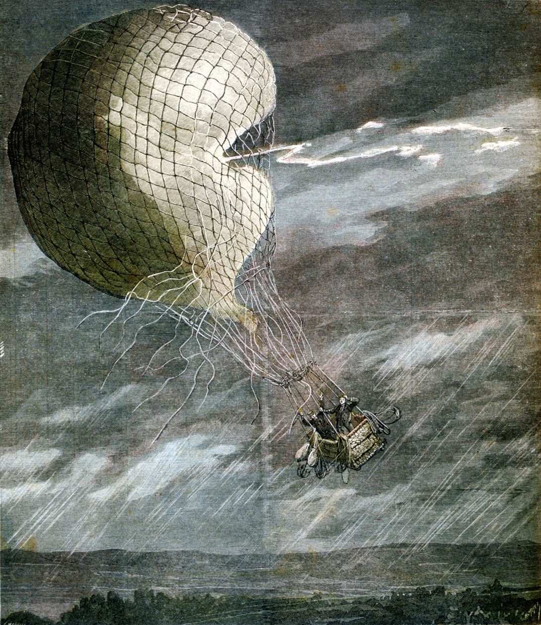 Balon uderzony przez piorun w pobliżu Chicago, Illinois, USA, 1891 r. autorstwa Unbekannt