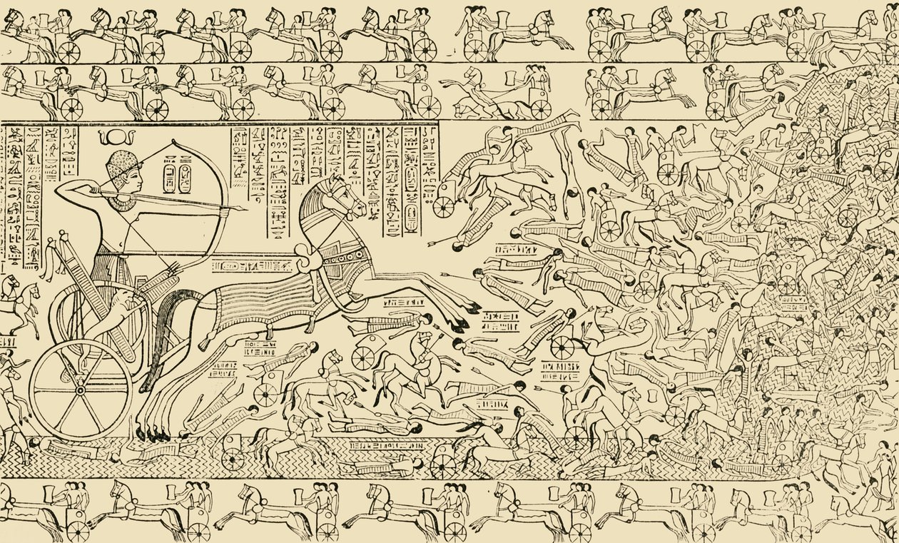 Scena bitewna z Rameseum w Tebach, 1890. autorstwa Unbekannt