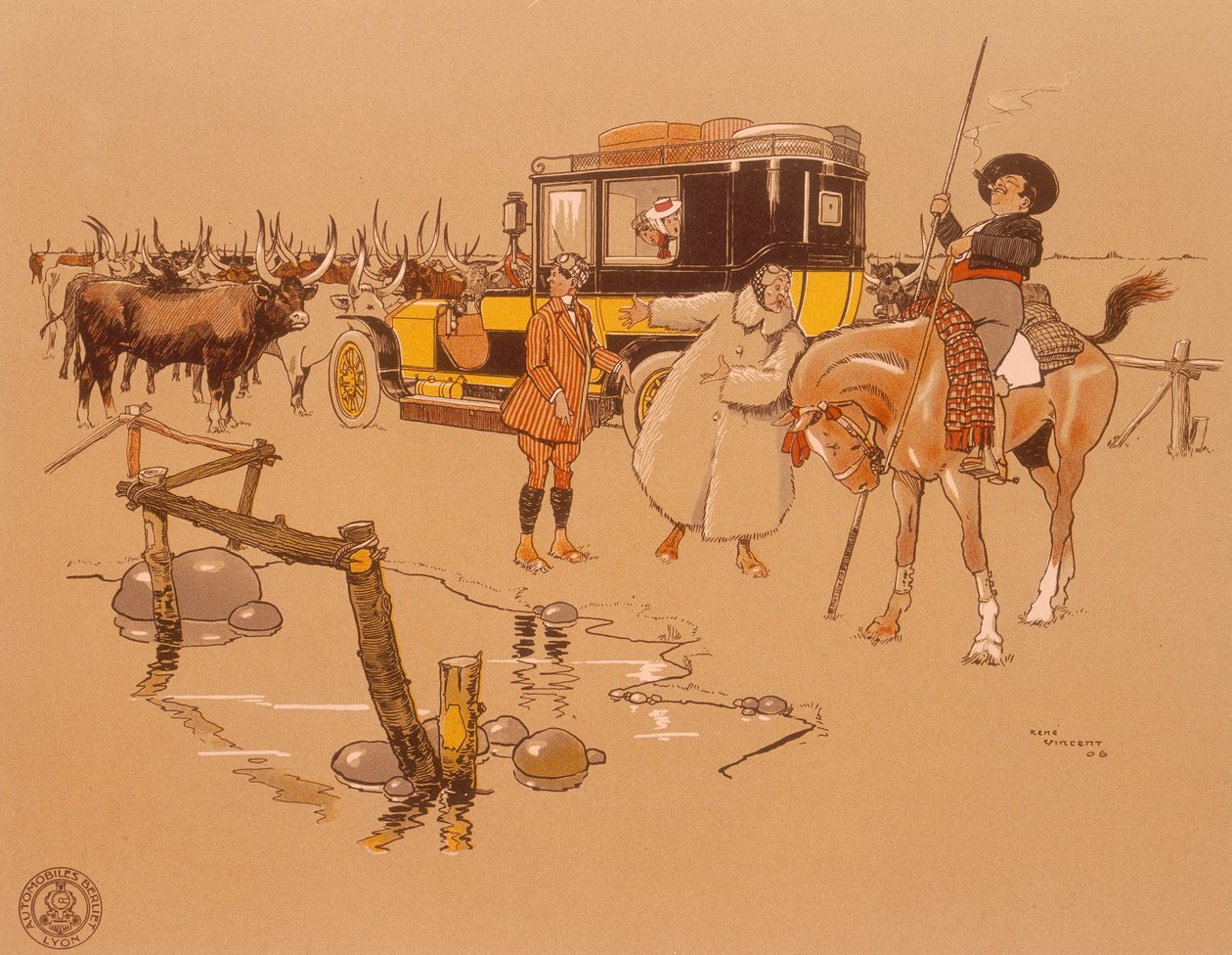 Samochód Berliet utknął w środku bydła, 1906 autorstwa Unbekannt