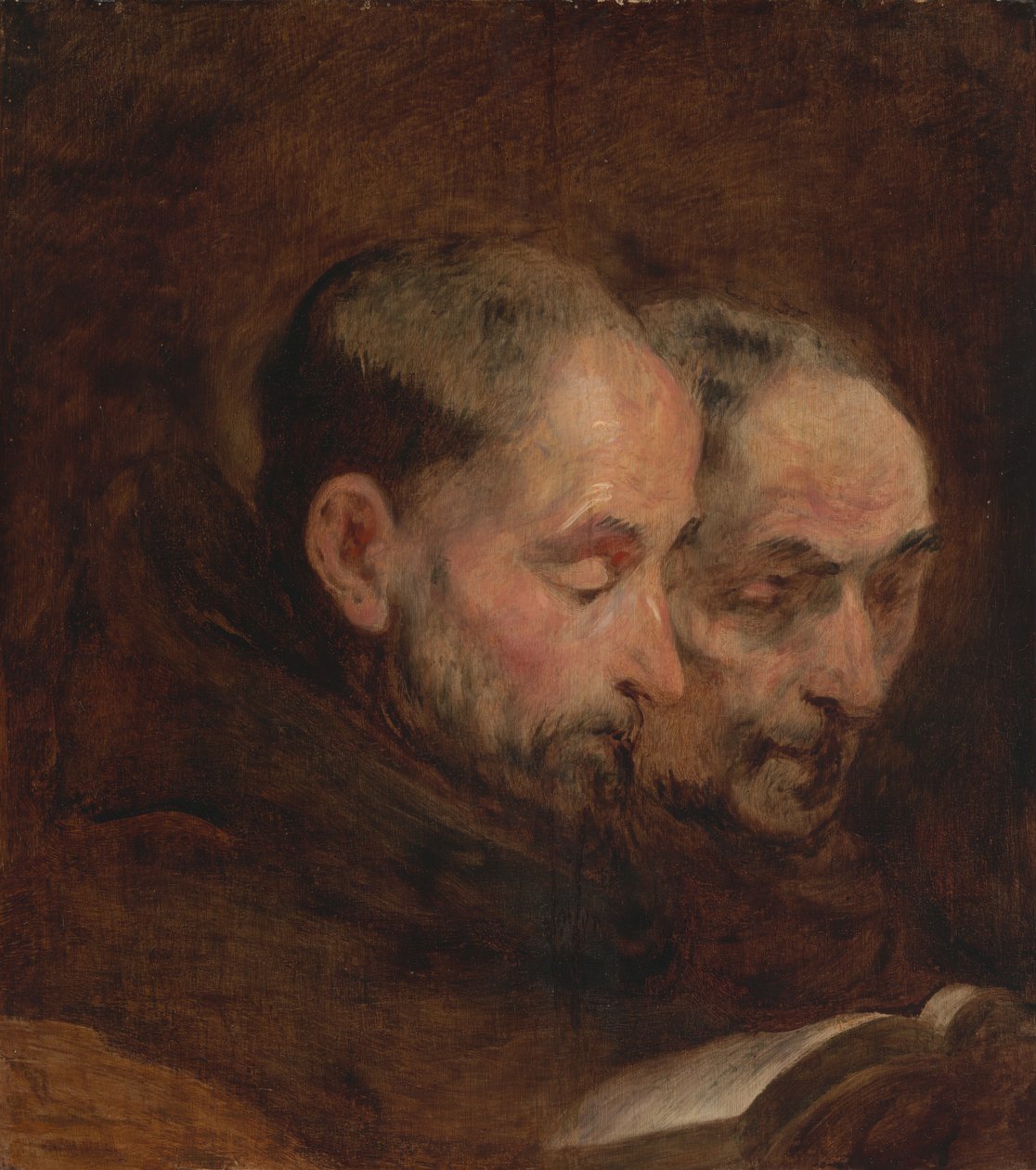 Kopia po obrazie tradycyjnie przypisywanym Van Dyckowi z czytania dwóch mnichów, koniec XVIII wieku autorstwa Unbekannt