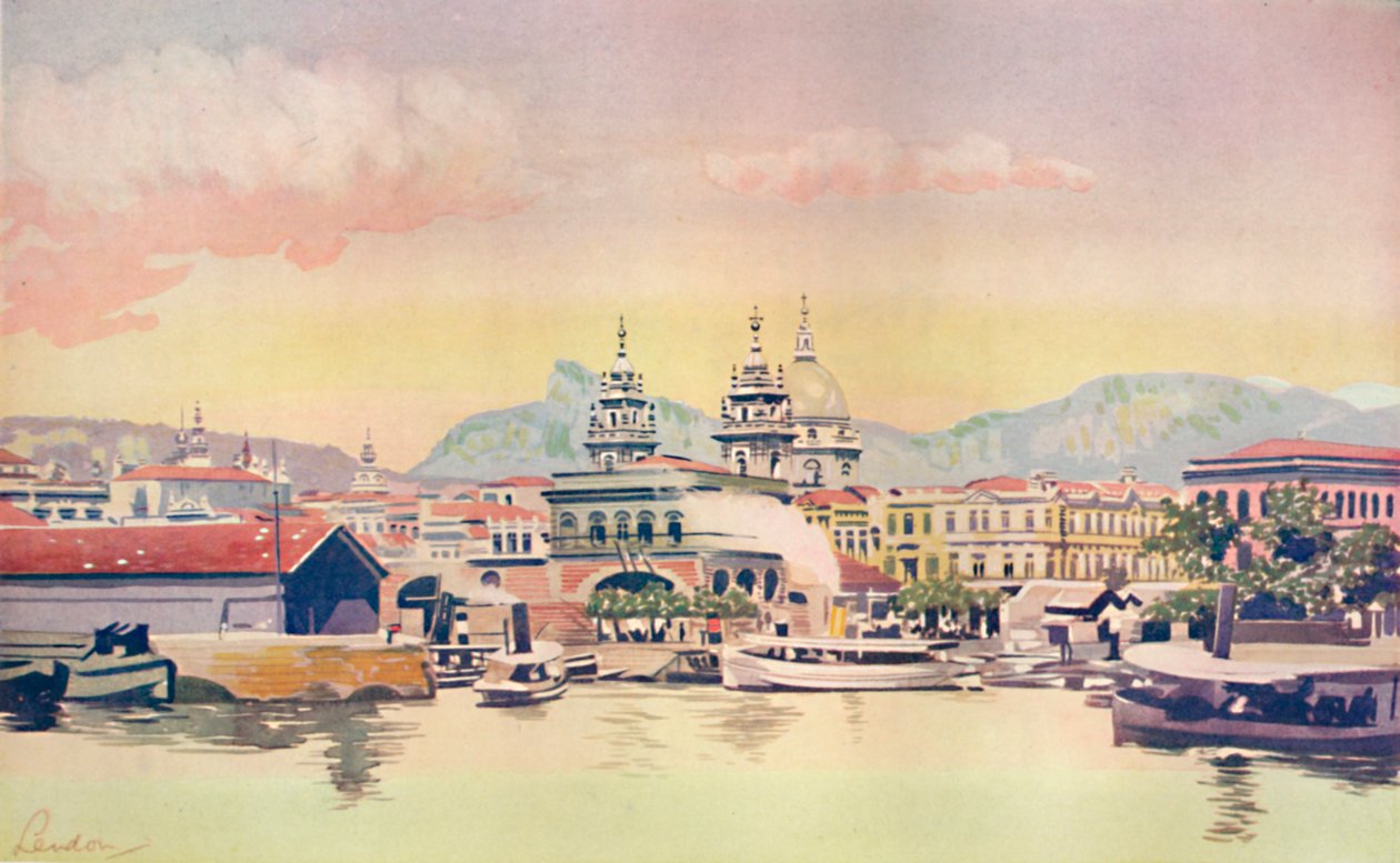 Róg nabrzeża celnego Rio, 1914 autorstwa Unbekannt