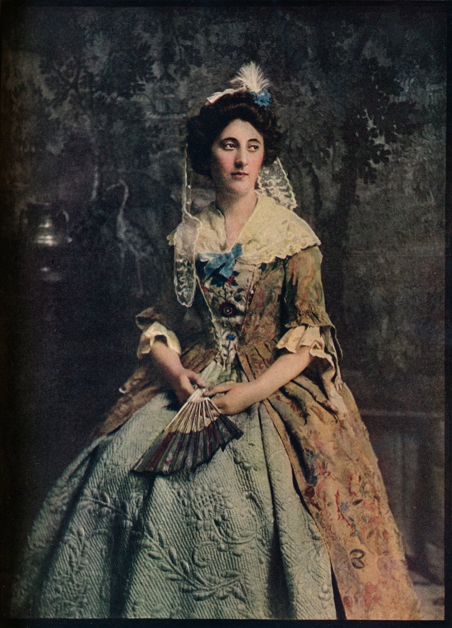 Sukienka z początku XVIII wieku, z pięknym przykładem pikowanej halki, ok. 1913 r. autorstwa Unbekannt