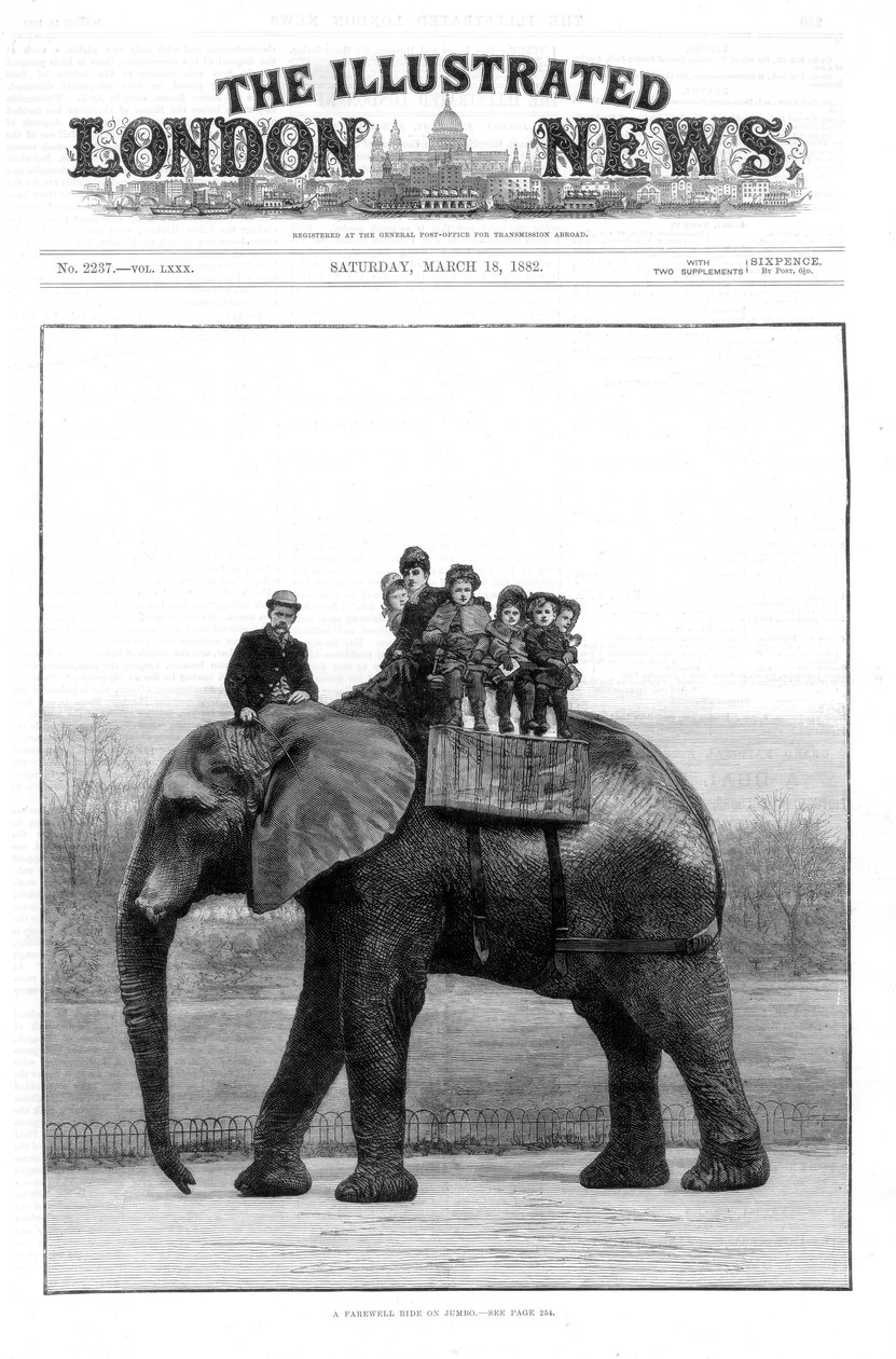 Pożegnalna przejażdżka na Jumbo, londyńskie zoo, 1882 r autorstwa Unbekannt