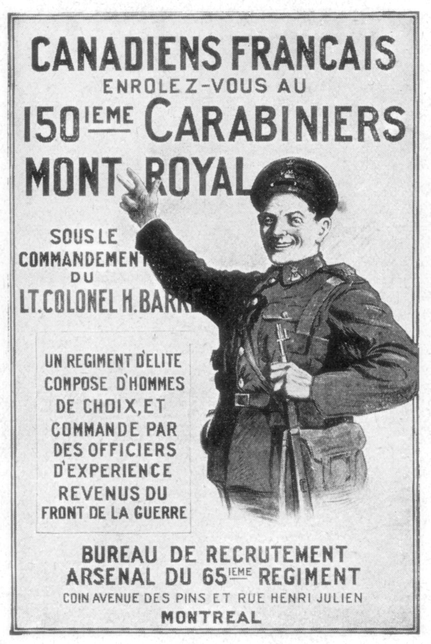 Plakat rekrutacyjny francuskiej armii kanadyjskiej, 1914 autorstwa Unbekannt