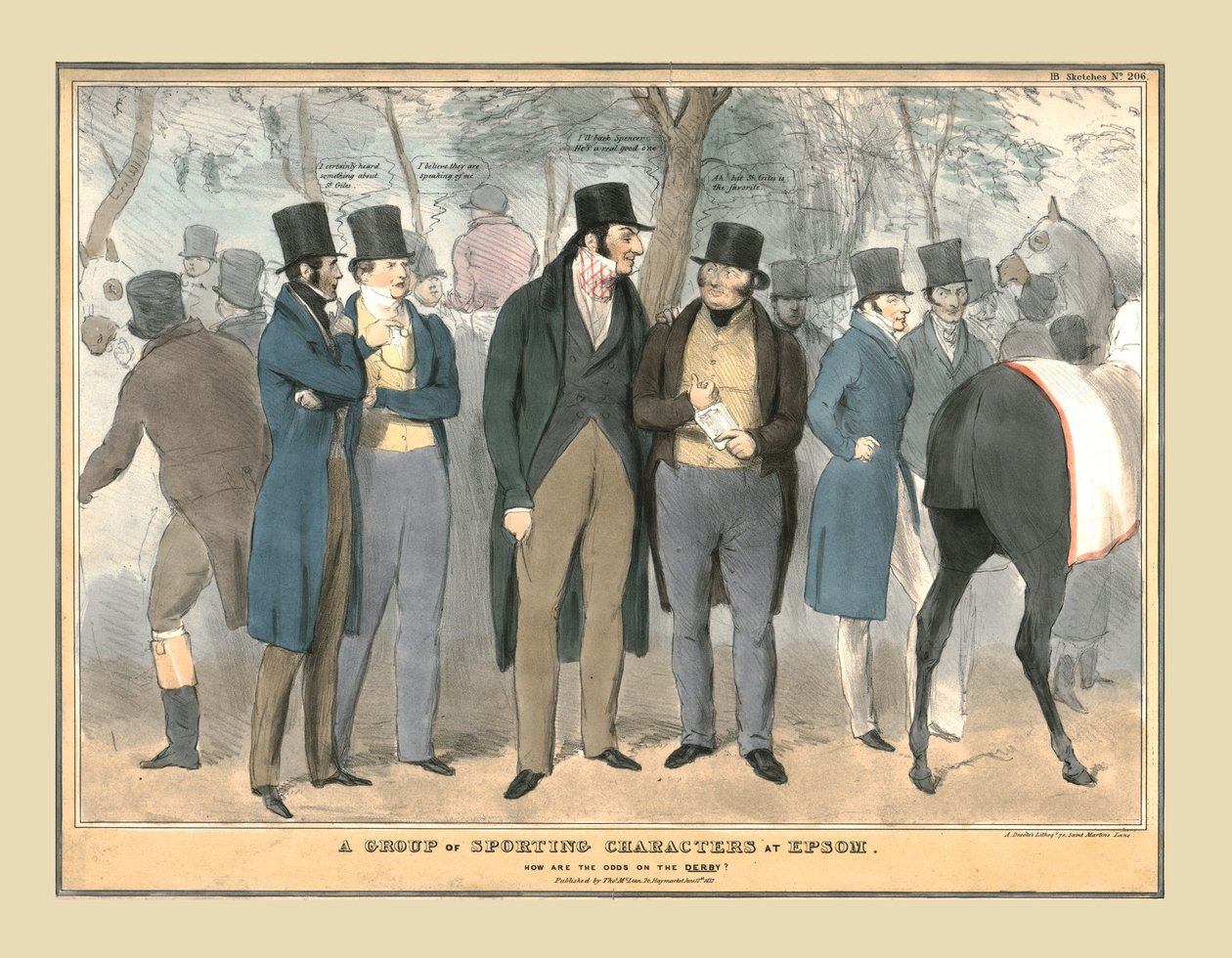 Grupa sportowych postaci w Epsom, c1832. autorstwa Unbekannt