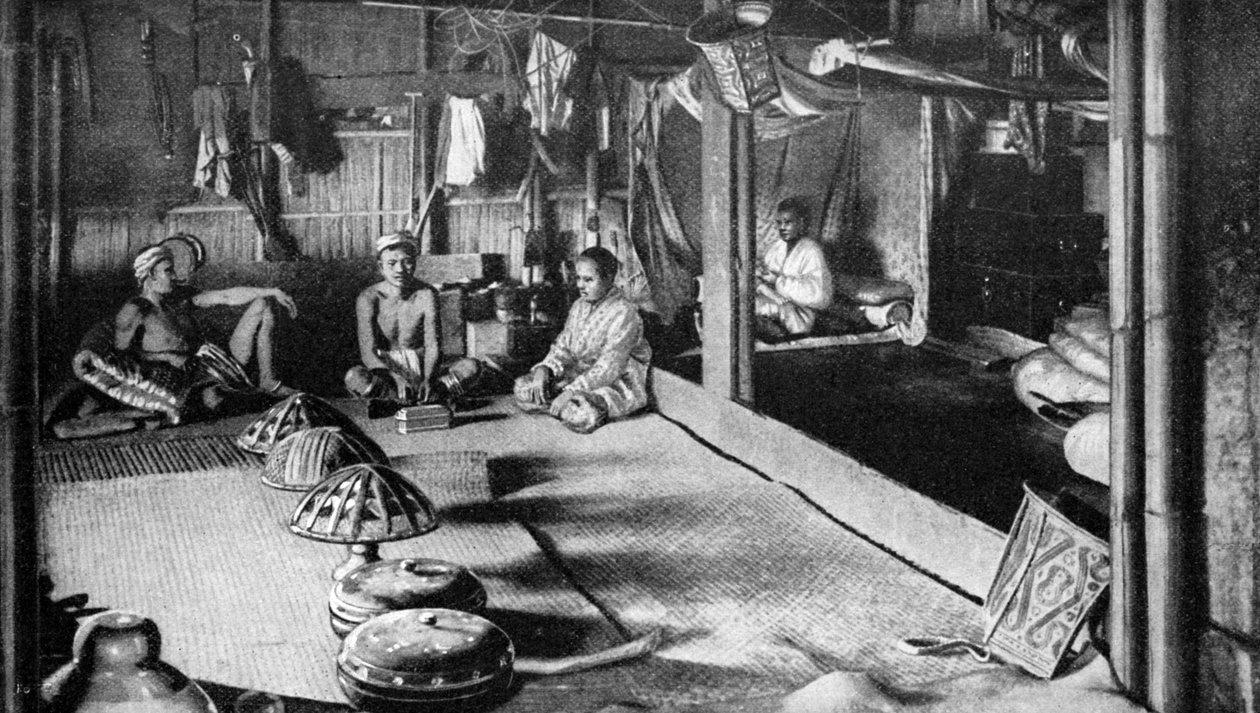 Długi dom rodem z Kalimantan, Borneo, 1922 autorstwa Unbekannt