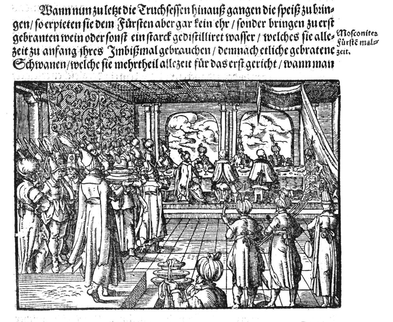 Posiłek cara z Die Moskouitische Chronica autorstwa S. Herbersteina, 1579 autorstwa Unbekannt