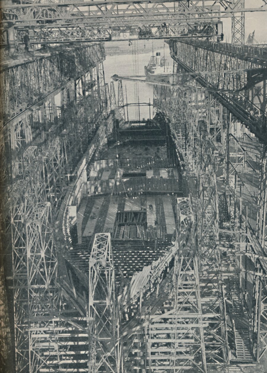 Gniazdo ze stali. Liniowiec Cunard White Star Georgic w budowie, 1927-1929, 1936 autorstwa Unbekannt