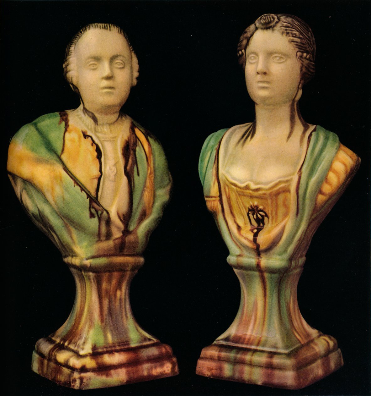 Para popiersi z ceramiki Staffordshire przedstawiająca króla Jerzego III i królową Charlotte z Tr autorstwa Unbekannt