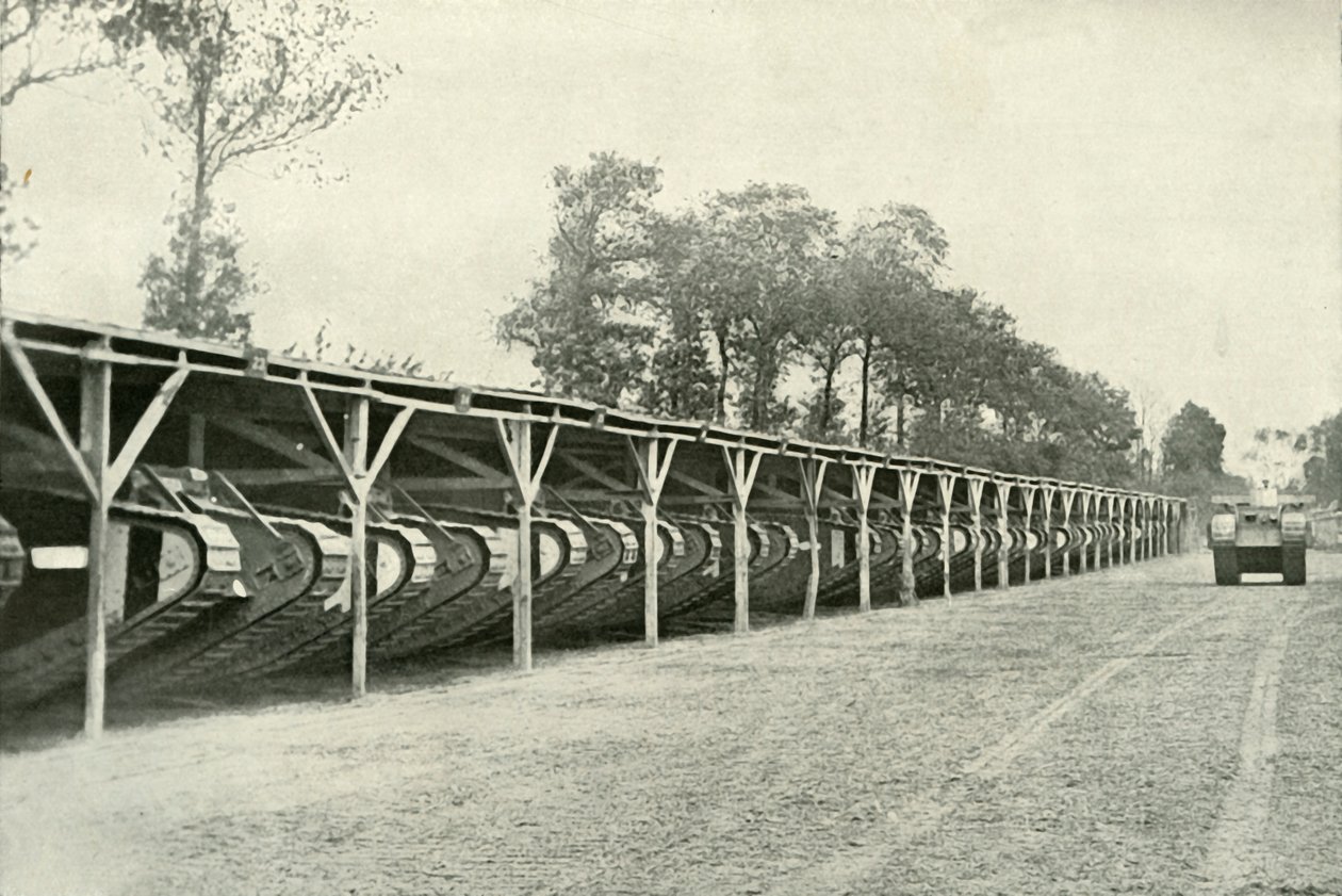 Park brytyjskich czołgów tuż za linią frontu, 1919. autorstwa Unbekannt