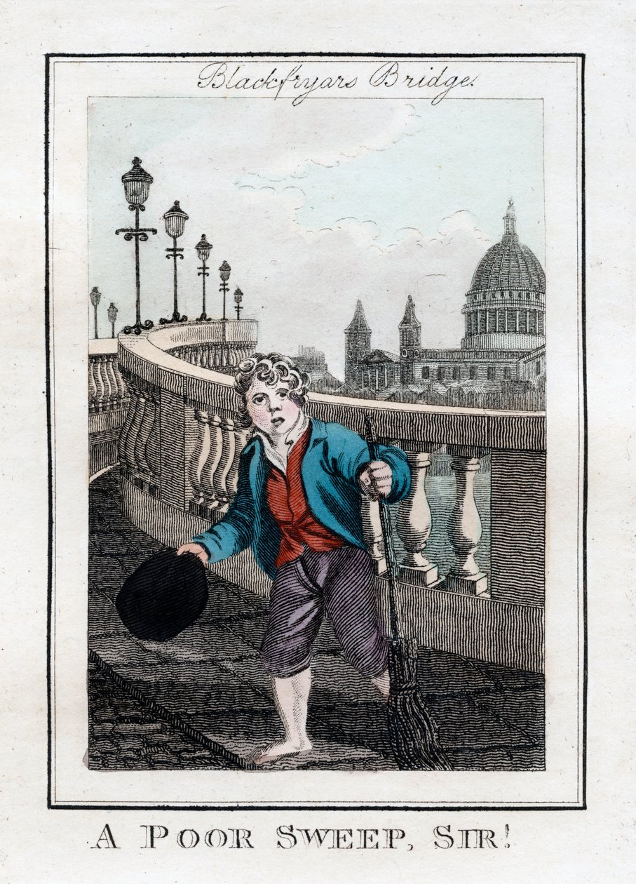 Biedny zamiatacz, proszę pana!, Blackfriars Bridge, Londyn, 1805 autorstwa Unbekannt