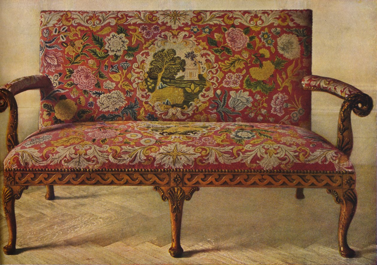 Sofa królowej Anny tapicerowana w Petit Point, c1900, 1936 autorstwa Unbekannt