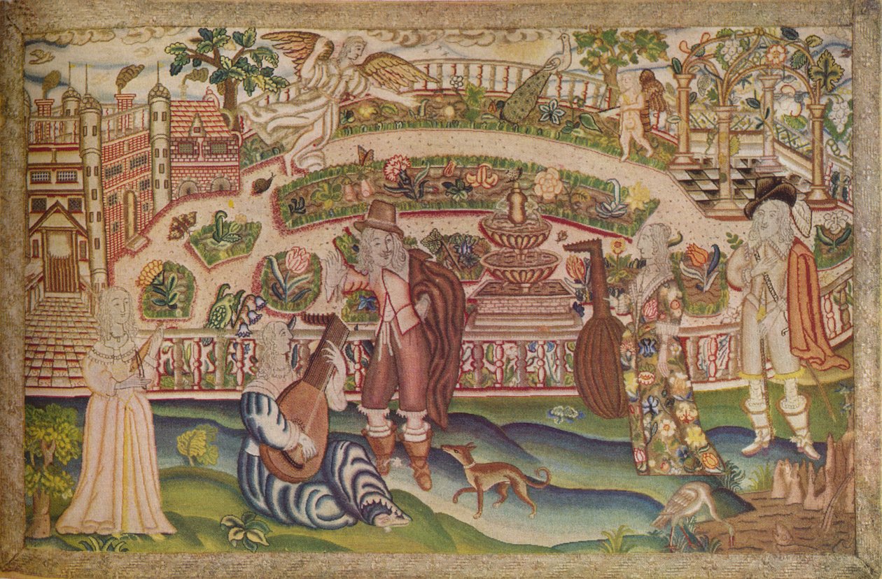 Rzadki obraz Petit Point z okresu Karola I, XVII w., 1936 r. autorstwa Unbekannt