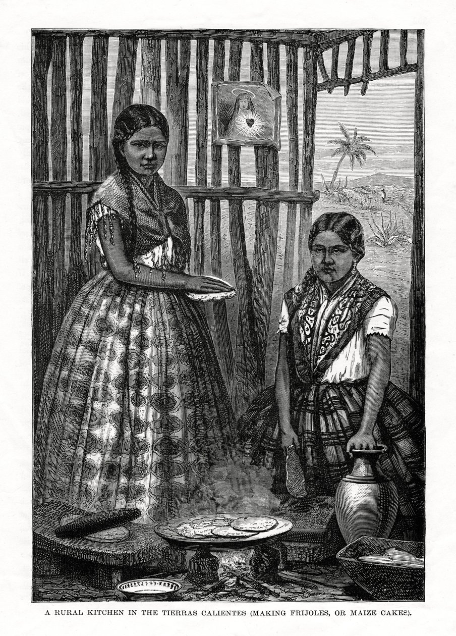 Wiejska kuchnia w Tierras Calientes, Meksyk, 1877 autorstwa Unbekannt