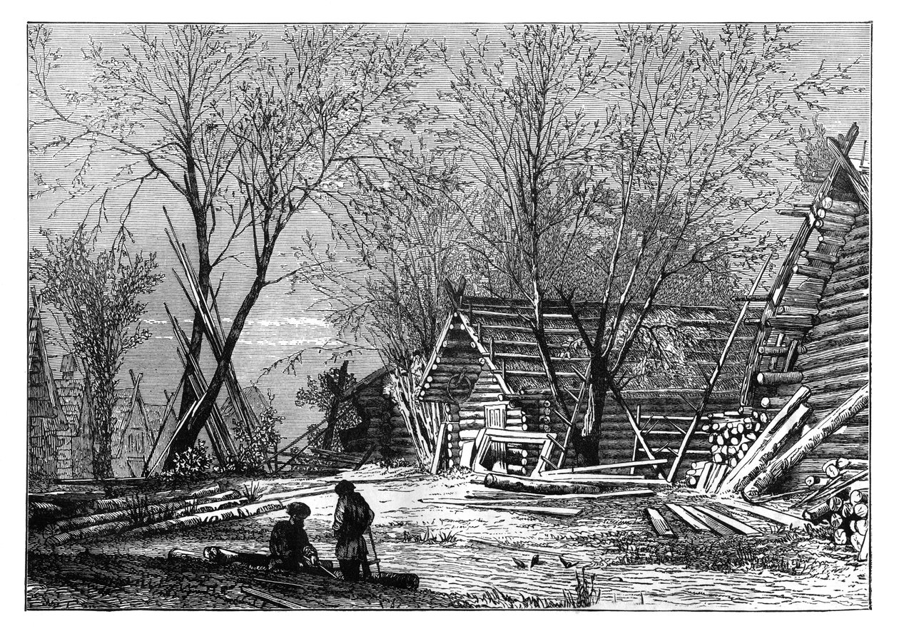 Rosyjska wieś nad brzegiem Wołgi, ok. 1890 autorstwa Unbekannt