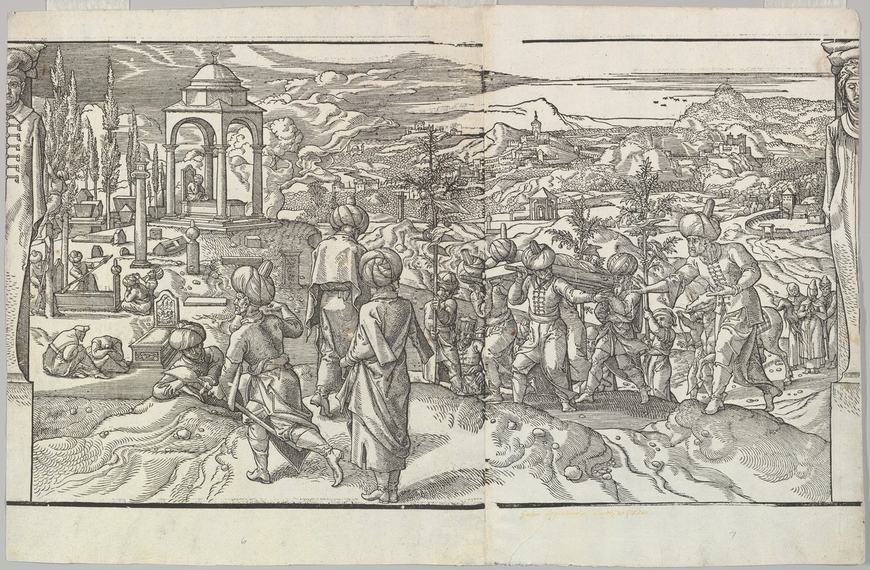 Pogrzeb turecki z fryzu Ces Moeurs et fachons de faire de Turcz Customs and Fas..., 1553. autorstwa Unbekannt