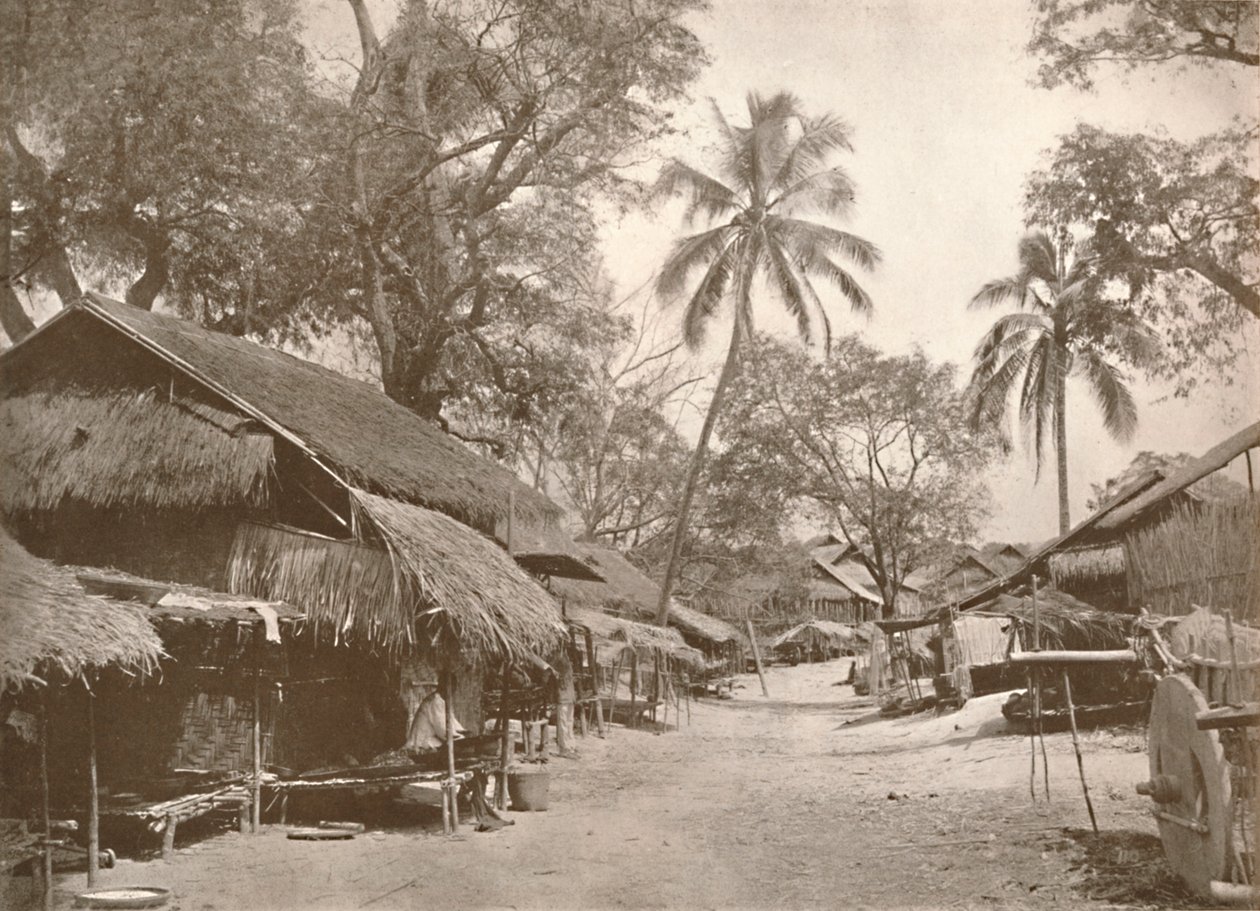 Typowa scena birmańskiej wioski, 1900. autorstwa Unbekannt