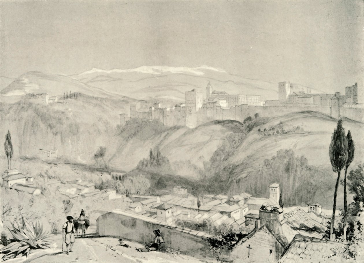Widok na Alhambrę z Albaycin, XIX w., 1907. autorstwa Unbekannt