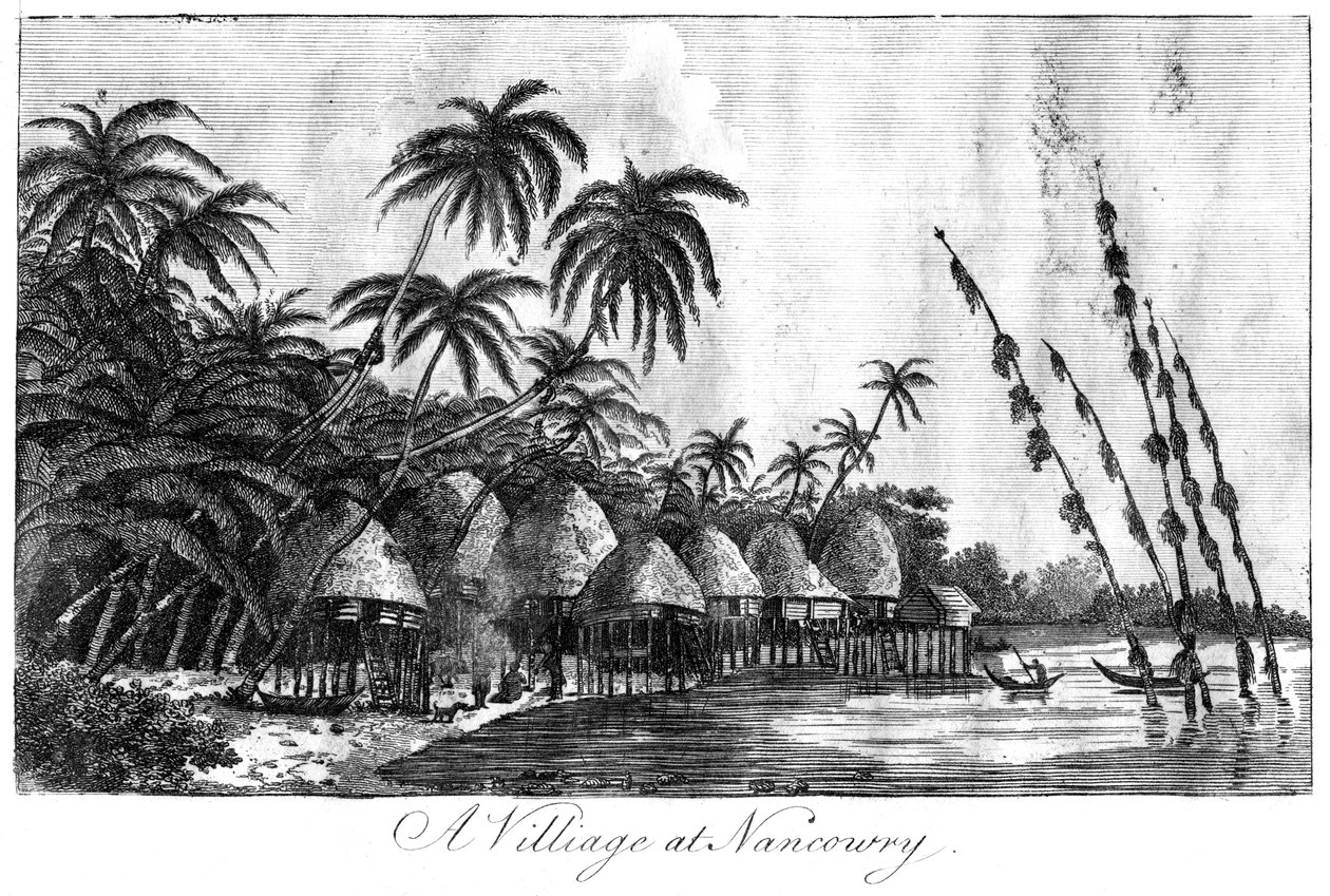 Wioska w Nancowry, Wyspy Nicobar, 1799 autorstwa Unbekannt