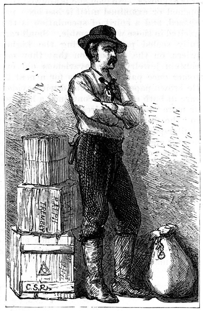 Posłaniec Wells Fargo z ich usługi ekspresowej dostawy przez Przesmyk Panamski, 1875 r autorstwa Unbekannt