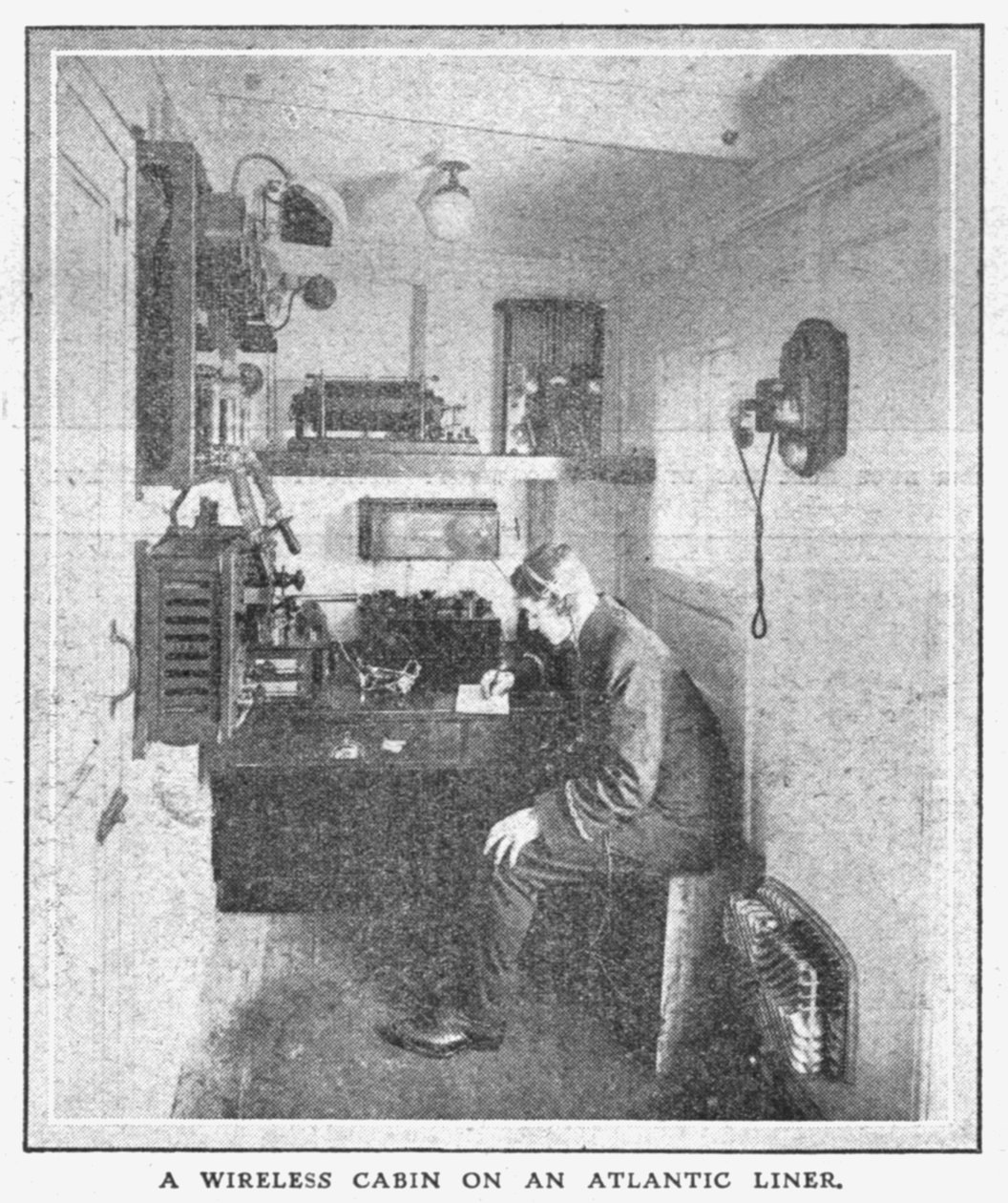Bezprzewodowa kabina na liniowcu Atlantic, 20 kwietnia 1912 r. autorstwa Unbekannt