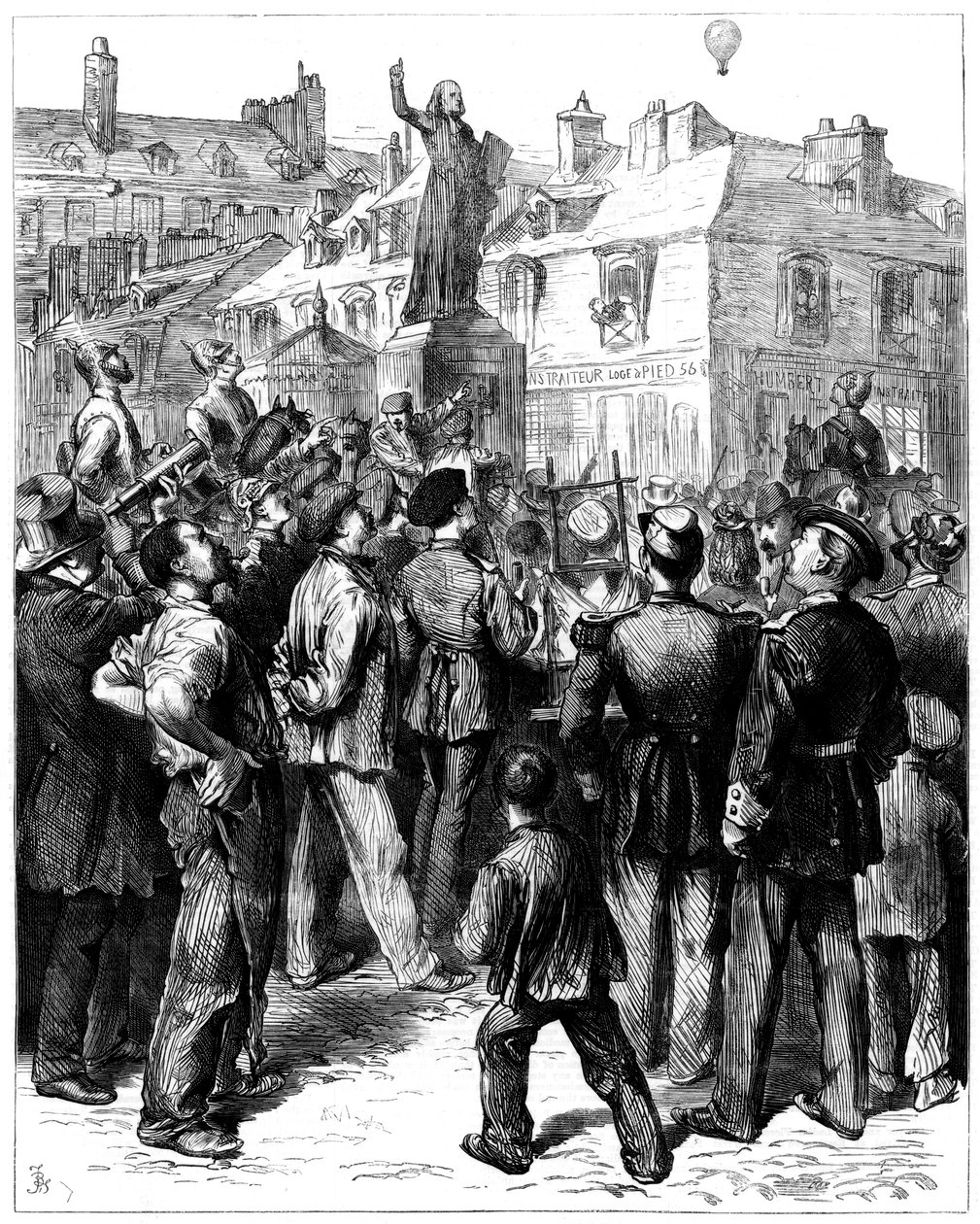 Balon z Paryża przelatujący nad Wersalem, wojna francusko-pruska, 1870 1871 autorstwa Unbekannt